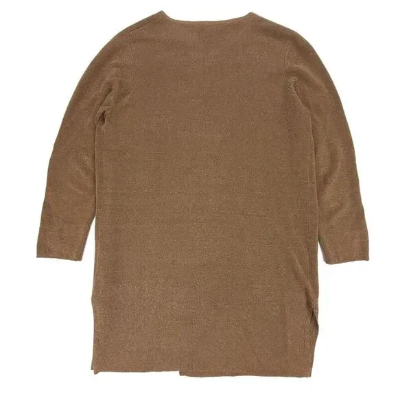 J CREW Long Linen Knit Juliette Collarless Sweater Blazer Old Money Medium Brown - Picture 5 of 7